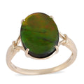 DOORBUSTER LUXORO 10K Yellow Gold AAA Canadian Ammolite Solitaire Ring (Size 10.0) 2.60 Grams 5.60 ctw - Sticky add to cart bar