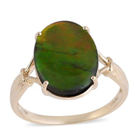 DOORBUSTER LUXORO 10K Yellow Gold AAA Canadian Ammolite Solitaire Ring (Size 10.0) 2.60 Grams 5.60 ctw