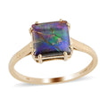 Certified & Appraised Luxoro 10K Yellow Gold AAA Canadian Ammolite (Sqr 9mm) Solitaire Ring (Size 6.0) - Sticky add to cart bar