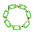 Green Jade Paper Clip Bracelet in Vermeil Yellow Gold Over Sterling Silver (6.50 In) 43.15 ctw - Sticky add to cart bar