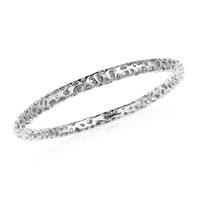 Diamond Accent Bangle Bracelet in Rhodium Over Sterling Silver (8 In) 17 Grams