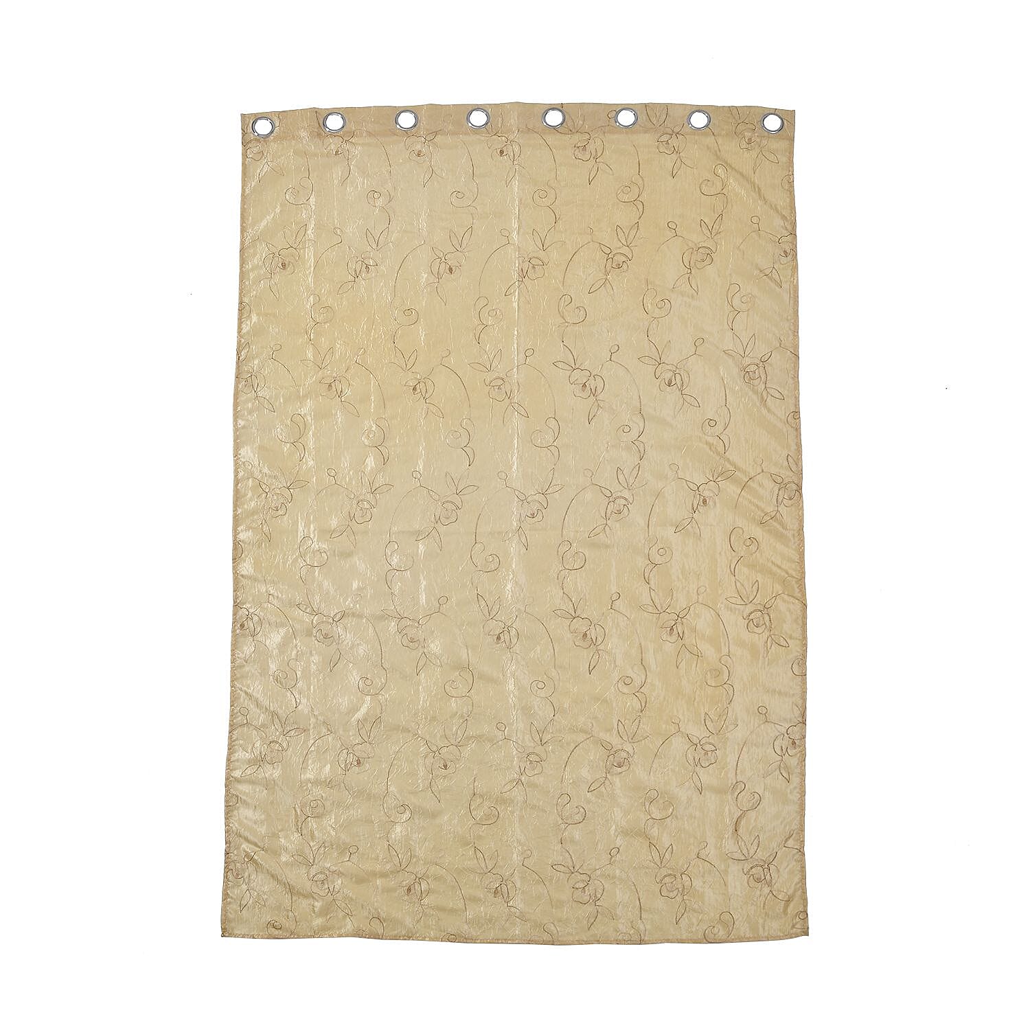 Set of 2 Ivory Embroidery Curtain with 8 Silver Grommets (54"x84")