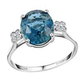 Certified & Appraised LUXORO 10K White Gold AAA London Blue Topaz and G-H I1 Diamond Ring 6.00 ctw - Sticky add to cart bar