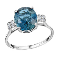 Certified & Appraised LUXORO 10K White Gold AAA London Blue Topaz and G-H I1 Diamond Ring 6.00 ctw