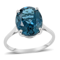 Luxoro 10K White Gold AAA London Blue Topaz Solitaire Ring (Size 10.0) 5.85 ctw