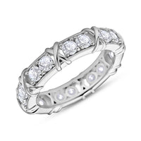 Moissanite VS EF XOXO Ring in Rhodium Over Sterling Silver (Size 10.0) 1.65 ctw