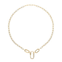 Simulated Diamond Paper Clip Chain Necklace 18 Inches in 14K Yellow Gold Over Sterling Silver 0.65 ctw