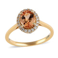 Certified & Appraised ILIANA 18K Yellow Gold AAA Natural Imperial Topaz and G-H SI Diamond Halo Ring 3.10 Grams 1.60 ctw - Sticky add to cart bar