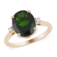 LUXORO 10K Yellow Gold AAA Natural Russian Diopside and Diamond Solitaire Ring 2.10 Grams 3.70 ctw