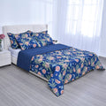 HOMESMART Blue Digital Floral Printed Microfiber 5pcs Comforter Set - Queen - Sticky add to cart bar