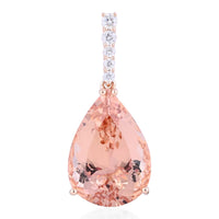 Certified and Appraised Iliana 18K Rose Gold Certified AAA Marropino Morganite and G-H SI Diamond Solitaire Pendant 12.75 ctw