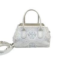 Grand Pelle Genuine Leather Natural White Trapezoid-shaped Tote Bag (12.6"x7.5"x6.3") with Detachable Shoulder Strap