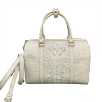 Grand Pelle Genuine Crocodile Leather Natural White Tote Bag (11.81"x5.9"x7.87") with Detachable Shoulder Strap
