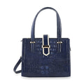 Grand Pelle Navy Genuine Crocodile Leather Handbag (11"x8.7"x3.9") - Sticky add to cart bar