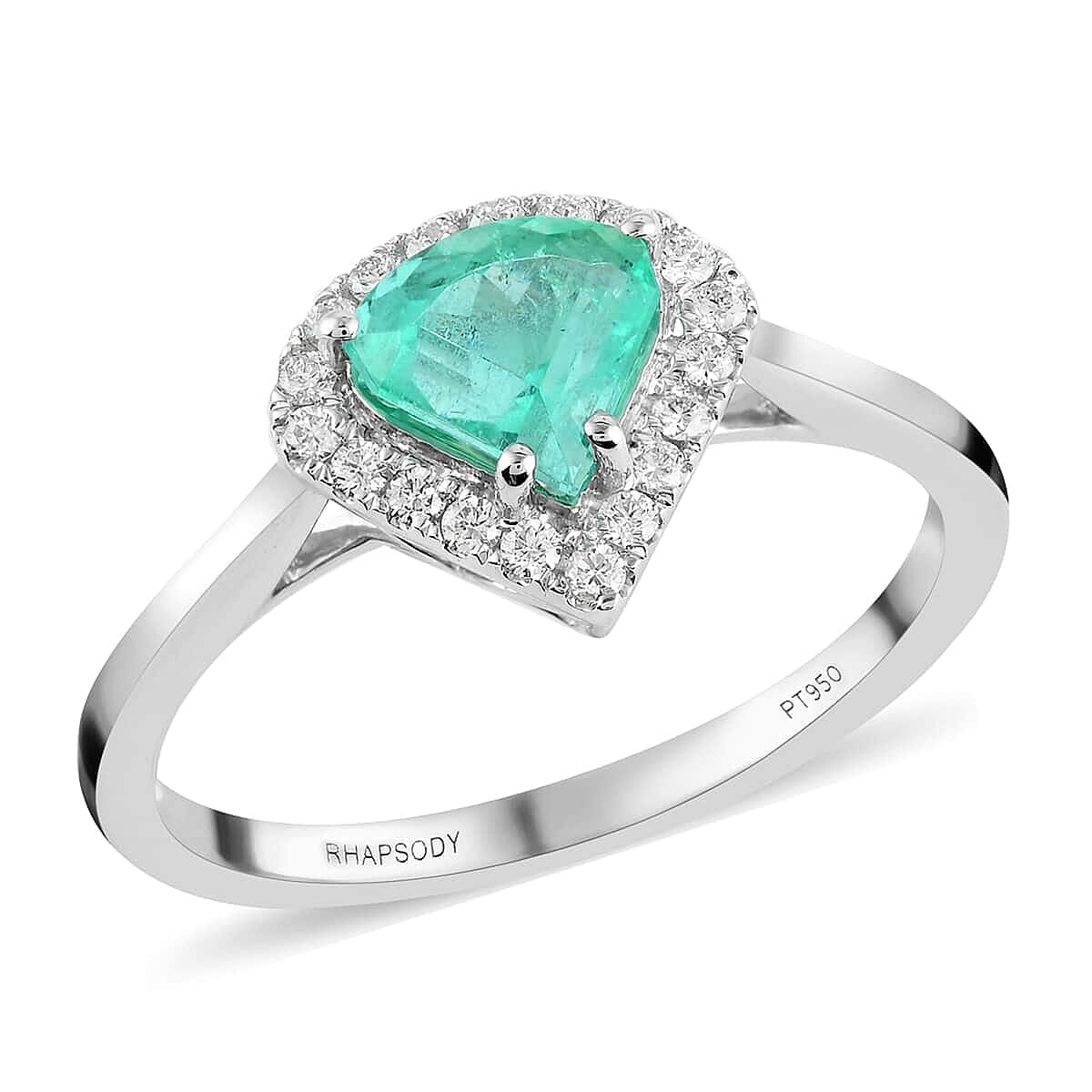 ONE OF A KIND RHAPSODY 950 Platinum AAAA Boyaca Colombian Emerald and E-F VS Diamond Ring (Size 7.0) 4.15 Grams 1.10 ctw