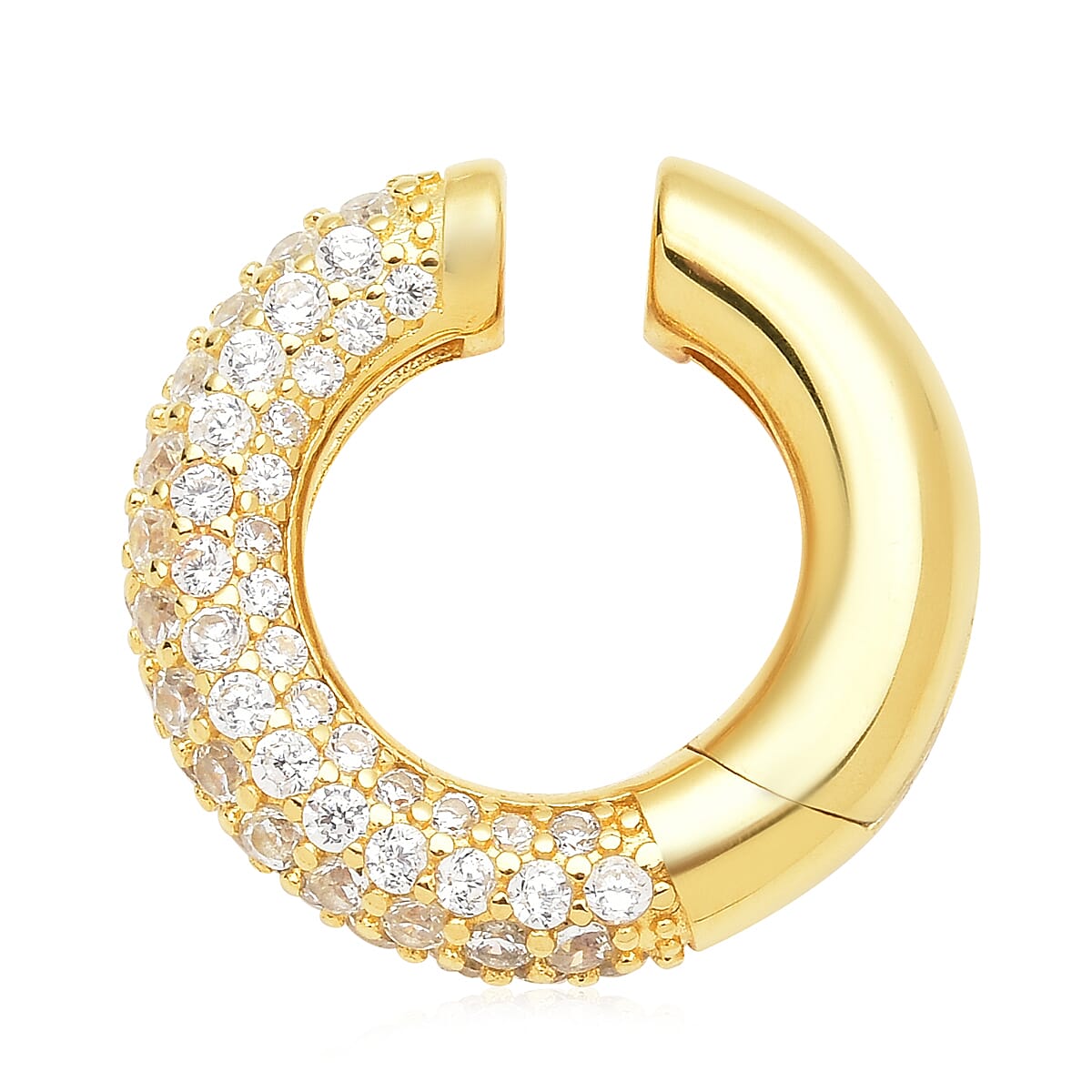 Green zircon Ear Cuff in 14K Yellow Gold Over Sterling Silver 1.50 ctw