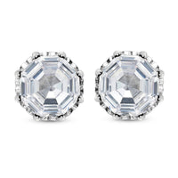 LUSTRO STELLA OCTALLION CUT Finest CZ Stud Earrings in Sterling Silver 8.00 ctw