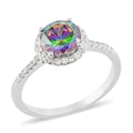 LUSTRO STELLA Finest Mystic Green CZ Halo Ring in Sterling Silver (Size 10.0) 4.10 ctw - Sticky add to cart bar