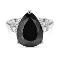 Elite Shungite and White Zircon 5.50 ctw Ring in Rhodium Over Sterling Silver (Size 5.5)