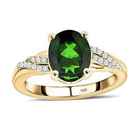 Chrome Diopside and White Zircon 2.95 ctw Ring in Twotone Sterling Silver (Size 10.0)