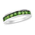 Natural Chrome Diopside Half Eternity Band Ring in Rhodium Over Sterling Silver (Size 10) 1.15 ctw - Sticky add to cart bar