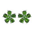 Natural Chrome Diopside Flower Earrings in Rhodium Over Sterling Silver 1.85 ctw - Sticky add to cart bar