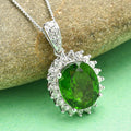 Chrome Diopside and White Zircon Halo Pendant Necklace 18 Inches in Rhodium Over Sterling Silver 3.15 ctw - Sticky add to cart bar
