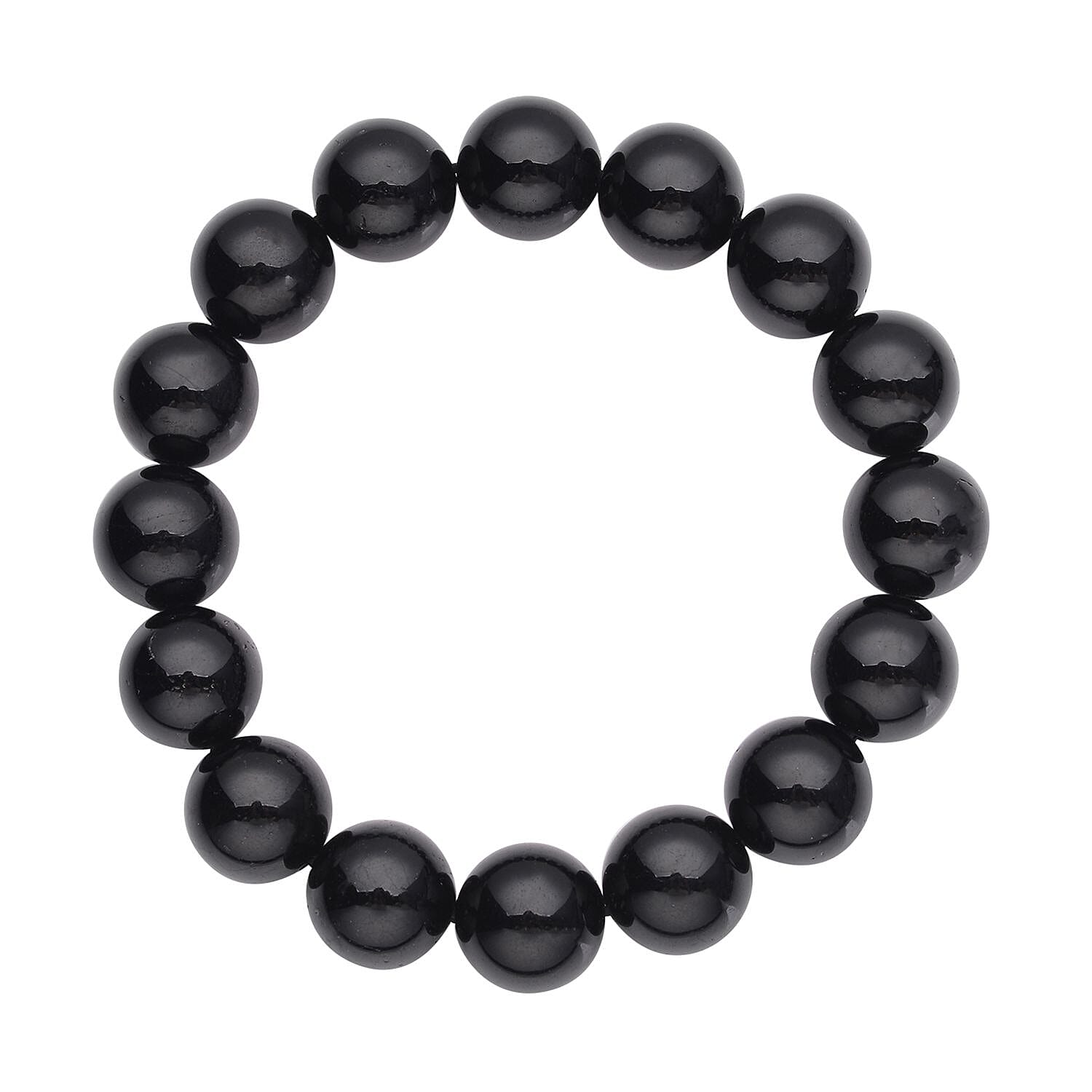 Australian Black Tourmaline Beaded Stretch Bracelet 260.00 ctw