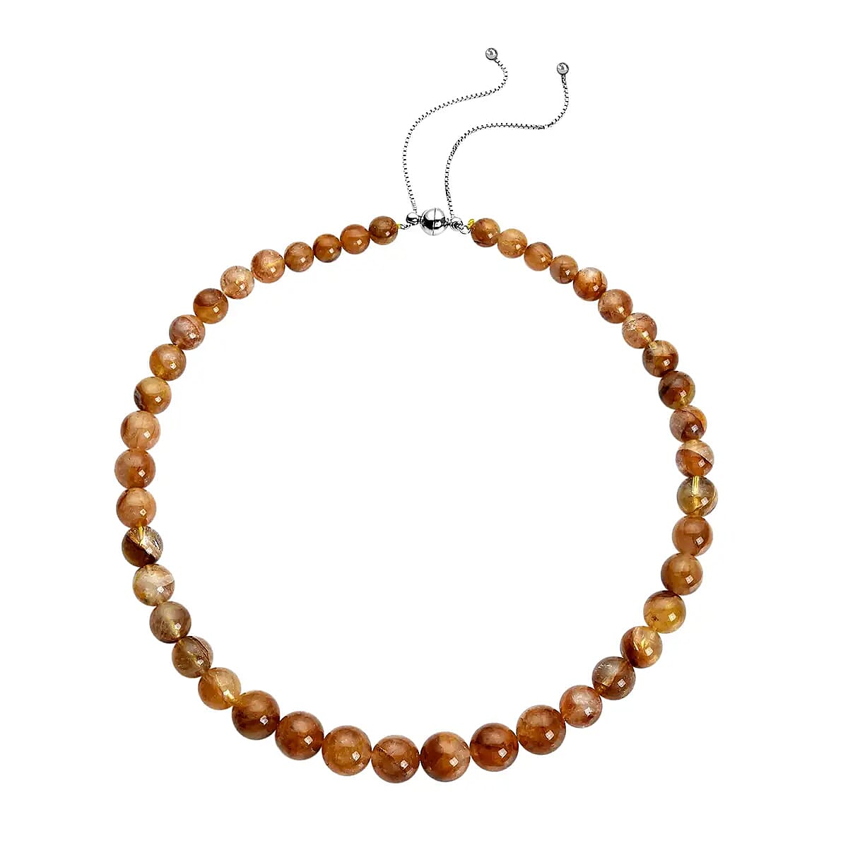 Yellow Frozen Quartz 7-14mm 349.90 ctw Beaded Necklace in Rhodium Over Sterling Silver 18-22 Inches