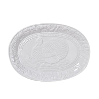 White Ceramic Turkey Embossed Pattern Deep Plate