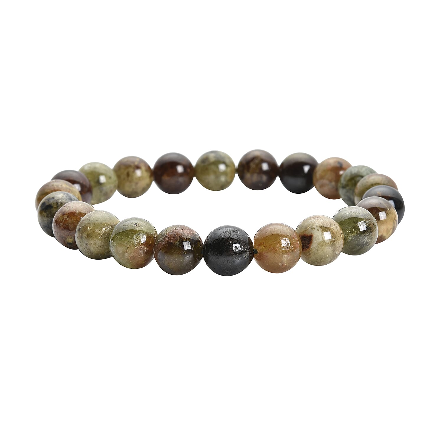 Green Garnet 8-10mm Beaded Stretch Bracelet 155.00 ctw