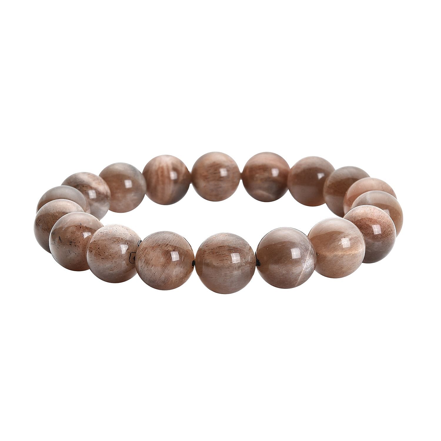Black Skeletal Sunstone 10-12mm Beaded Stretch Bracelet 220.00 ctw
