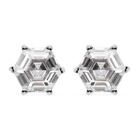 LUSTRO STELLA Finest CZ Solitaire Stud Earrings in Platinum Over Sterling Silver 6.40 ctw