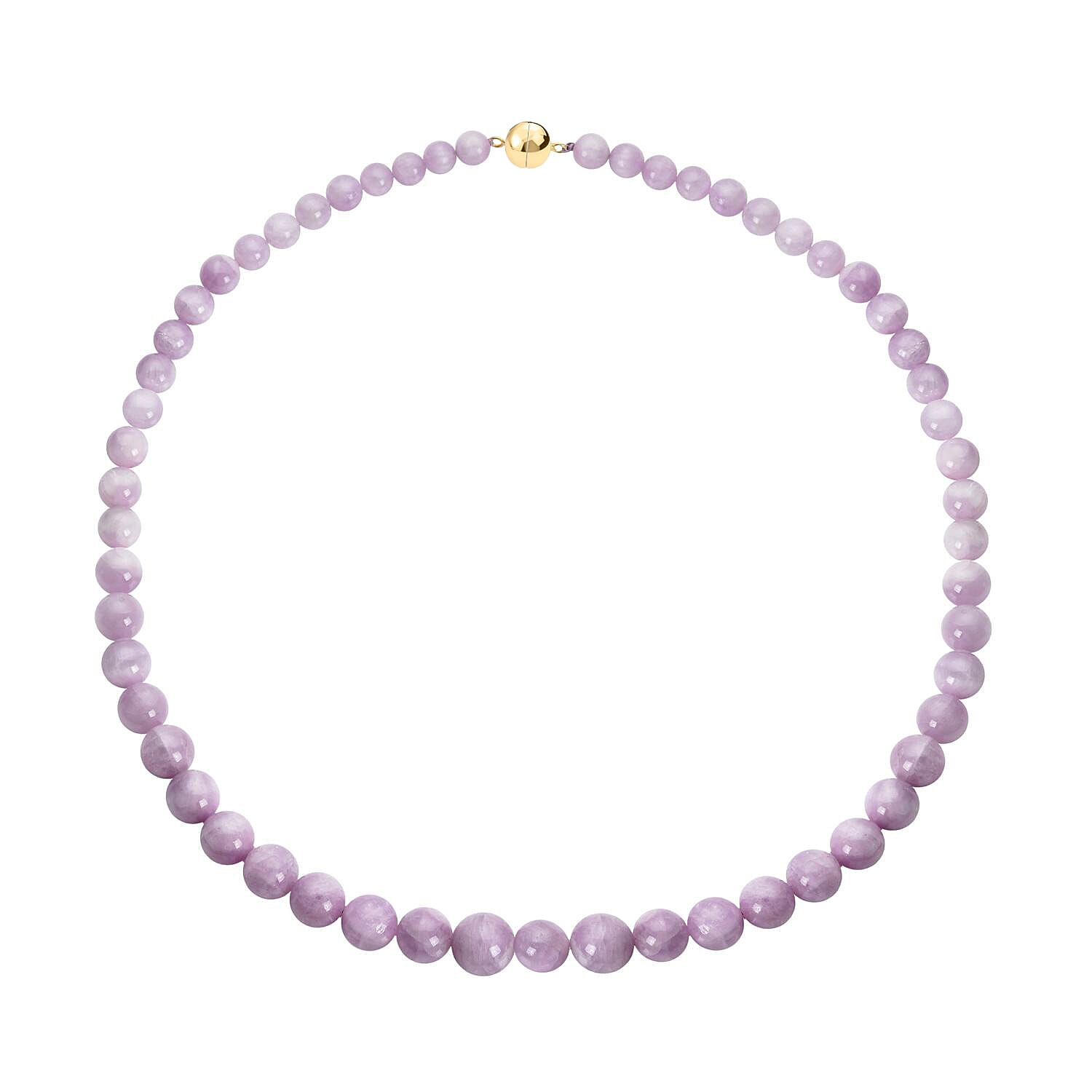 10K Yellow Gold Kunzite 7-12 mm Beaded Necklace 18 Inches with Magnetic Lock 443.50 ctw