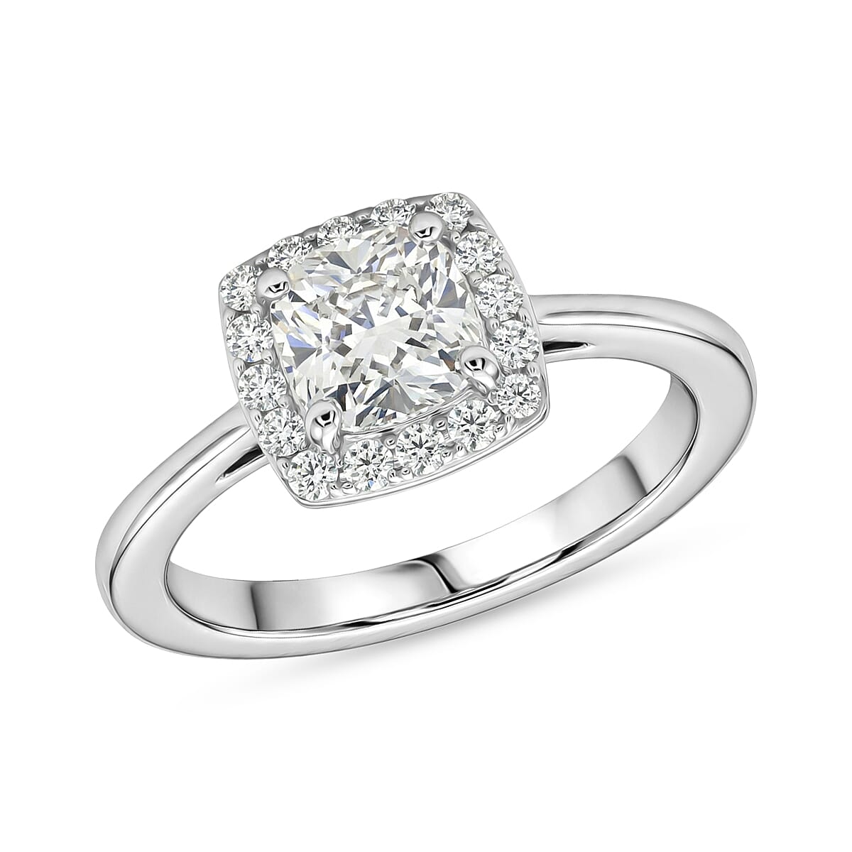 Moissanite 1.20 ctw Ring in Platinum Over Sterling Silver (Size 10.0)