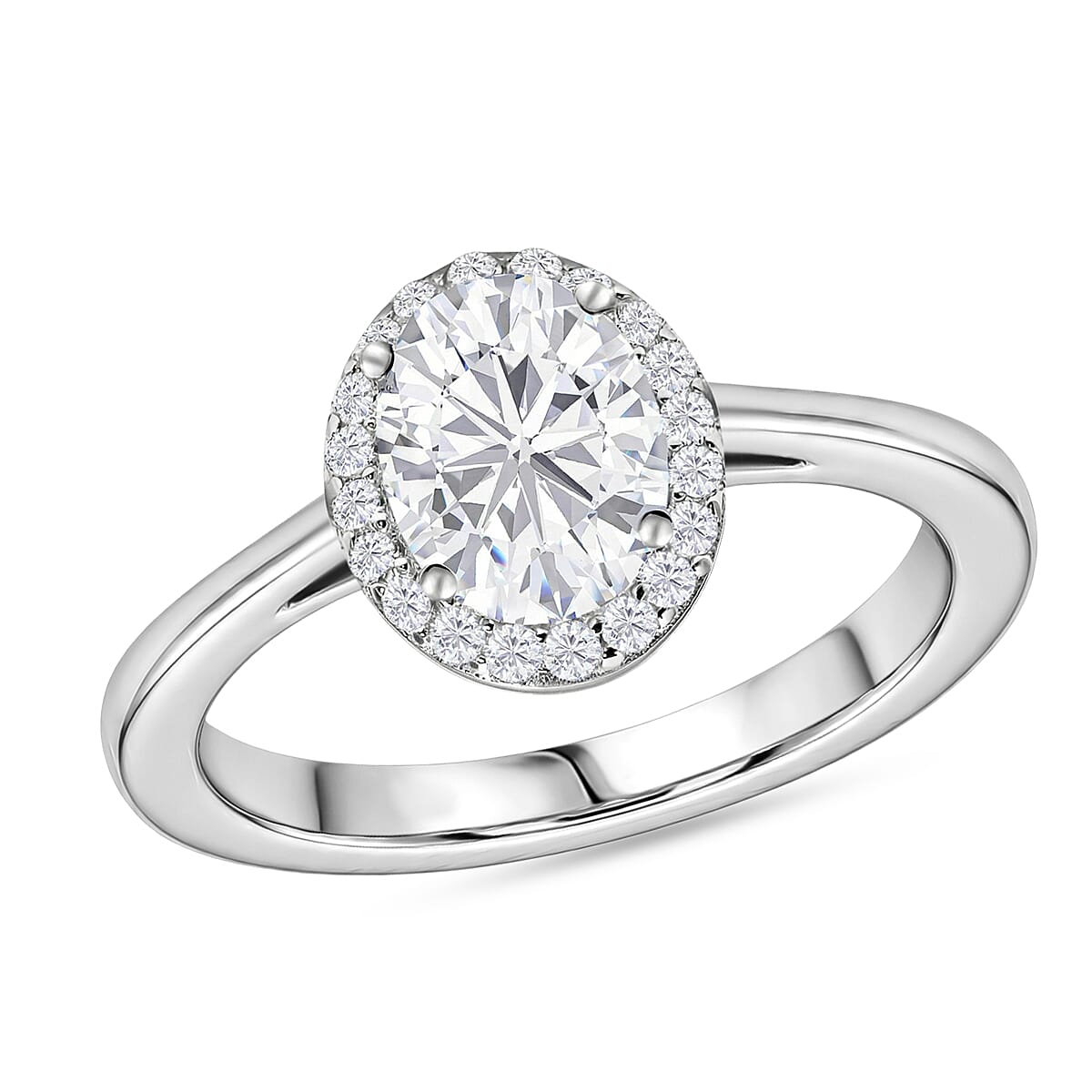 Moissanite 1.50 ctw Ring in Platinum Over Sterling Silver (Size 10.0)