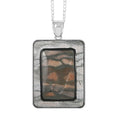 Rainbow Jasper and Red Zebra Jasper Rectangle Pendant Necklace 18 Inches in Silvertone 80.00 ctw - Sticky add to cart bar