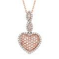 14K Rose Gold Natural Pink and White Diamond SI-I1 Pendant Necklace 18 Inches 4 Grams 0.75 ctw - Sticky add to cart bar