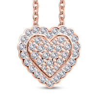 14K Rose Gold Natural Pink and White Diamond Heart Pendant Necklace 18 Inches 3.20 Grams 0.40 ctw