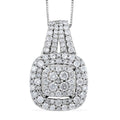 NY Closeout 10K White Gold Diamond Cluster Pendant Necklace 18 Inches 1.00 ctw - Sticky add to cart bar