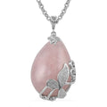 Galilea Rose Quartz Pendant Necklace 18-20 Inches in Silvertone and Stainless Steel 40.00 ctw - Sticky add to cart bar