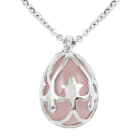 Galilea Rose Quartz Pendant Necklace 18-20 Inches in Silvertone and Stainless Steel 20.00 ctw