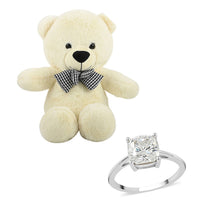 LUXORO 10K Rose Gold Moissanite Solitaire Ring with Teddy Bear Packaging 2.45 ctw