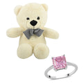 LUXORO 10K White Gold Asscher-Cut Pink Moissanite Solitaire Ring with Teddy Bear Packaging 2.50 ctw - Sticky add to cart bar