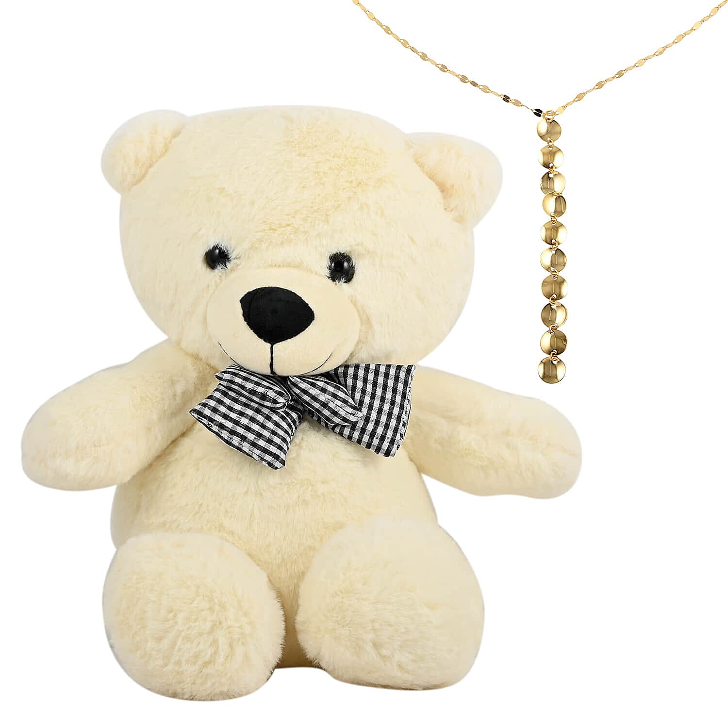 Maestro Gold Collection Italian 10K Yellow Gold Concave Reflection Drop Necklace (18-20 Inches) (1.30 g) with Teddy Bear Packaging