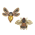 Set of 2 Multi Color Austrian Crystal Bee & Fly Brooch in Goldtone - Sticky add to cart bar