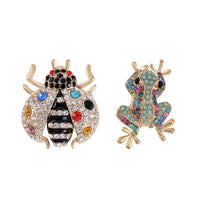 Set of 2 Multi Color Austrian Crystal Bee & Fly Brooch in Goldtone