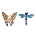 Set of 2 Multi Color Austrian Crystal Bee & Fly Brooch in Goldtone - Sticky add to cart bar