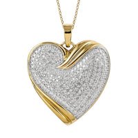 Diamond Heart Pendant Necklace 18 Inches in Rhodium and 14K YG Over Sterling Silver 1.00 ctw