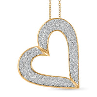 Diamond Necklace in 14K YG Over Sterling Silver, Sterling Silver Heart Pendant, Diamond Necklace, Wedding Gifts (18 Inches) 0.50 ctw